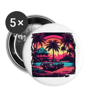 Beach / Island / Vacation / Summer / Sun / Sea - Buttons large 2.2''/56 mm (5-pack) - white - Front