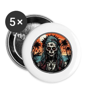 Zombie / Beach / Island / Vacation / Summer / Sun - Buttons large 2.2''/56 mm (5-pack) - white - Front