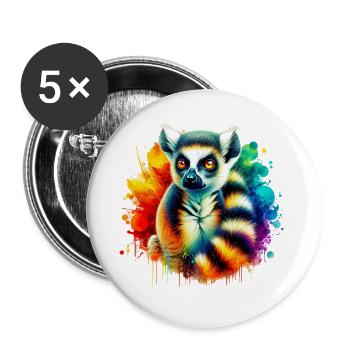 Lémurien - Lot de 5 grands badges (56 mm) - blanc - Devant