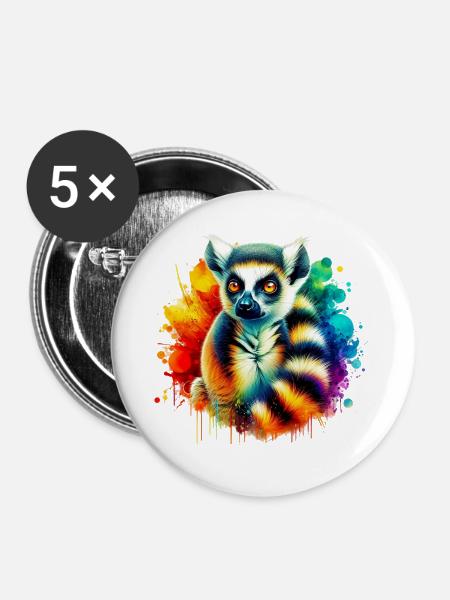 Lemur - Buttons groß 56 mm (5er Pack) - Weiß