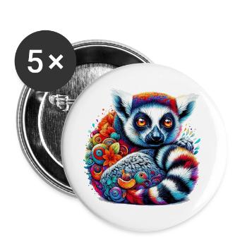 Lémurien - Lot de 5 grands badges (56 mm) - blanc - Devant