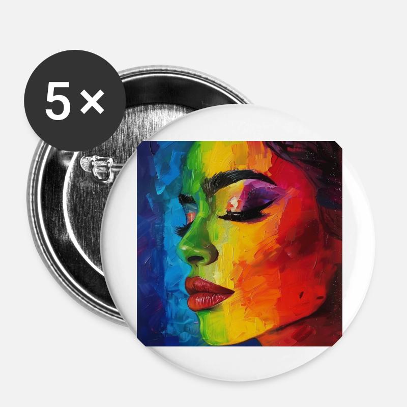 Rainbow - Buttons large 2.2''/56 mm (5-pack) - white
