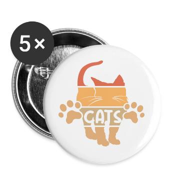 retro cat graphic cats vintage icon paws - Buttons large 2.2''/56 mm (5-pack) - white - Front