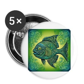 Fischer fisch Fisch - Buttons groß 56 mm (5er Pack) - Weiß - Vorne