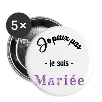 HOCHZEIT. ZUKÜNFTIGE BRAUT - Buttons groß 56 mm (5er Pack) - Weiß - Vorne