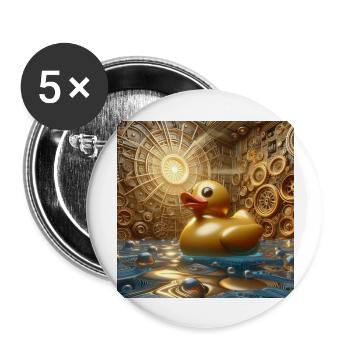 Canard de bain en or en Risograph Hyperréalisme - Lot de 5 grands badges (56 mm) - blanc - Devant