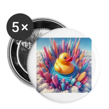 Baigner le canard dans un monde abstrait surréaliste - Lot de 5 grands badges (56 mm) - blanc - Devant