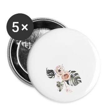 Tropischer floraler V-Buchstabe - Buttons groß 56 mm (5er Pack) - Weiß - Vorne