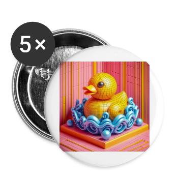 Canard baignant dans un monde fantastique Hyperréalisme - Lot de 5 grands badges (56 mm) - blanc - Devant