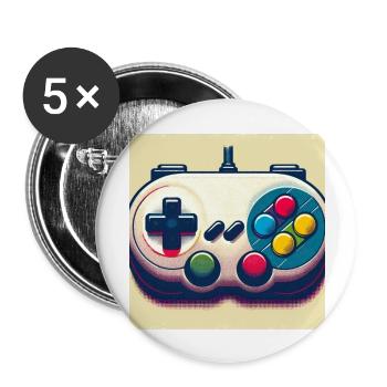 Manette de jeu rétro en Risograph - Lot de 5 grands badges (56 mm) - blanc - Devant