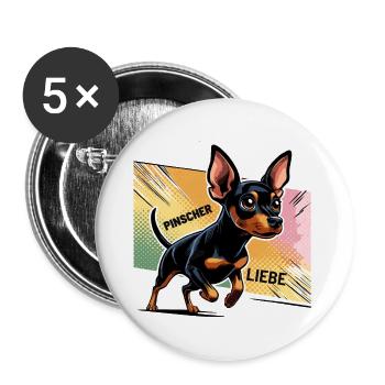 Pinscher Liebe Hund - Buttons groß 56 mm (5er Pack) - Weiß - Vorne