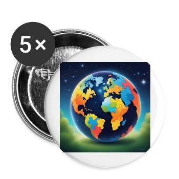 Autism World - Buttons groß 56 mm (5er Pack) - Weiß - Vorne