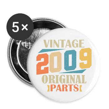 Monat 2009. 2009 Geburtstagsgeschenk. 15 Jahre Birt - Buttons groß 56 mm (5er Pack) - Weiß - Vorne