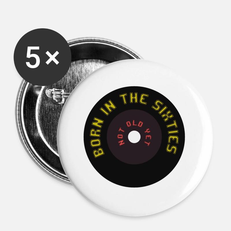 Born in the sixties, no age - Buttons large 2.2''/56 mm (5-pack) - white