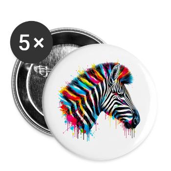 Zèbre - Lot de 5 grands badges (56 mm) - blanc - Devant