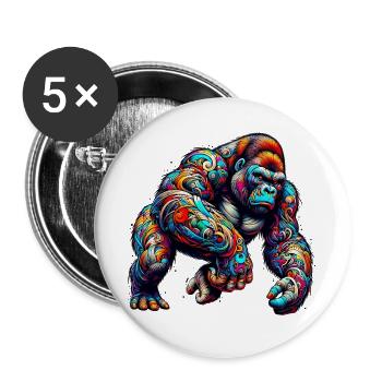 Gorille - Lot de 5 grands badges (56 mm) - blanc - Devant
