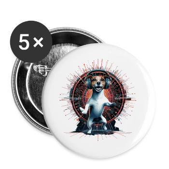 Jack Russell Terrier danse musique cadeau - Lot de 5 grands badges (56 mm) - blanc - Devant