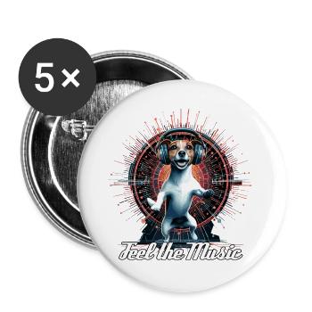 Jack Russell Terrier danse sentir la musique se passe - Lot de 5 grands badges (56 mm) - blanc - Devant