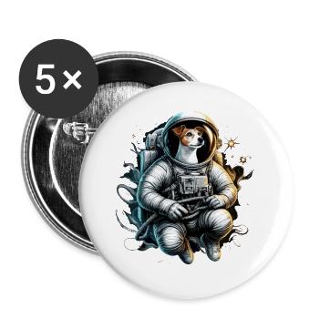 Astronaut Jack Russell Terrier Geschenk - Buttons groß 56 mm (5er Pack) - Weiß - Vorne