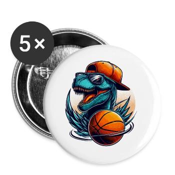 T-Rex Dinosaur Basketball Sunglasses Gift - Buttons large 2.2''/56 mm (5-pack) - white - Front