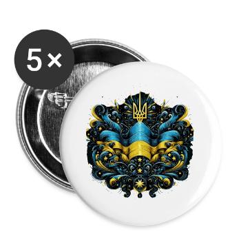Ukraine Drapeau ukrainien Drapeau Liberté - Lot de 5 grands badges (56 mm) - blanc - Devant