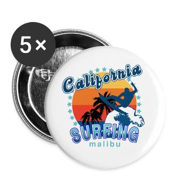 Kalifornisches Surfen in Malibu. - Buttons groß 56 mm (5er Pack) - Weiß - Vorne