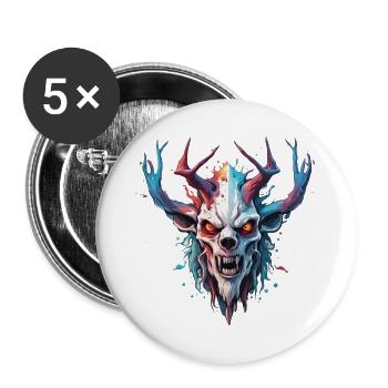 Wendigo / böser Geist / Besitzergreifend / Horror - Buttons groß 56 mm (5er Pack) - Weiß - Vorne