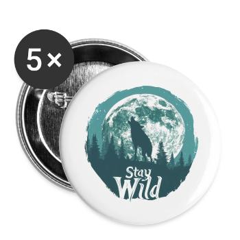 Stay Wild - Buttons large 2.2''/56 mm (5-pack) - white - Front