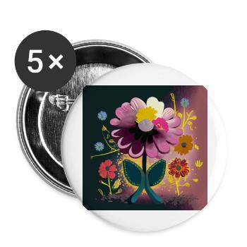 Colorful Blossom Spring Abstraction - Buttons large 2.2''/56 mm (5-pack) - white - Front