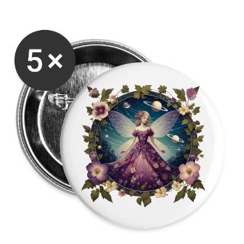 Flower Fairy - Buttons large 2.2''/56 mm (5-pack) - white - Front