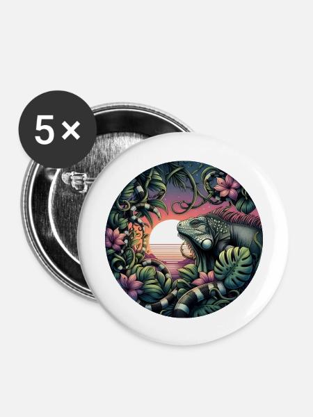 Iguana Libre - Buttons groß 56 mm (5er Pack) - Weiß