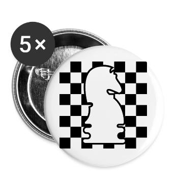 Schach Pferd Schachbrett Muster Symbol Grafik icon - Buttons groß 56 mm (5er Pack) - Weiß - Vorne