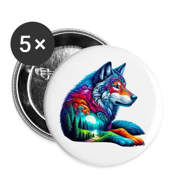 Wolf - Buttons large 2.2''/56 mm (5-pack) - white - Front