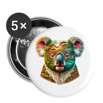 Koala - Lot de 5 grands badges (56 mm) - blanc - Devant