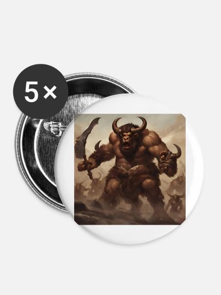 Minotauros - Buttons groß 56 mm (5er Pack) - Weiß