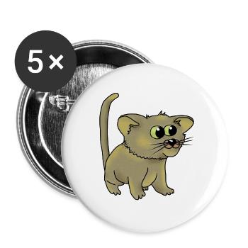 nette Katze - Buttons groß 56 mm (5er Pack) - Weiß - Vorne