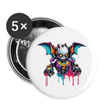 Robot Animal / AI / Mechanized Animals / Comic - Buttons large 2.2''/56 mm (5-pack) - white - Front