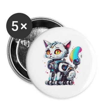 Robot Animal / AI / Mechanized Animals / Comic - Buttons large 2.2''/56 mm (5-pack) - white - Front