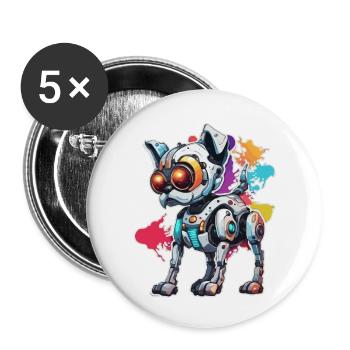 Robot Animal / AI / Mechanized Animals / Comic - Buttons large 2.2''/56 mm (5-pack) - white - Front