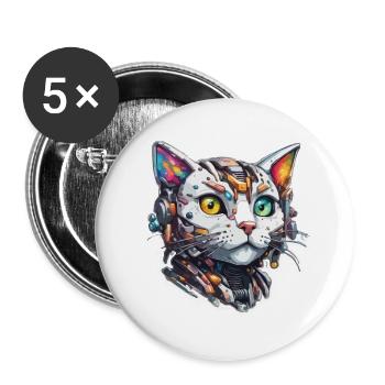 Robot Animal / AI / Mechanized Animals / Comic - Buttons large 2.2''/56 mm (5-pack) - white - Front