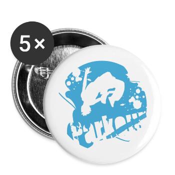 Parkour - Buttons groß 56 mm (5er Pack) - Weiß - Vorne