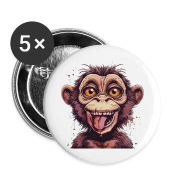 Crazy Monkey - Buttons large 2.2''/56 mm (5-pack) - white - Front