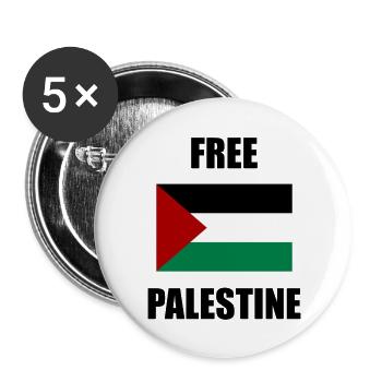 Free Palestine - Buttons large 2.2''/56 mm (5-pack) - white - Front