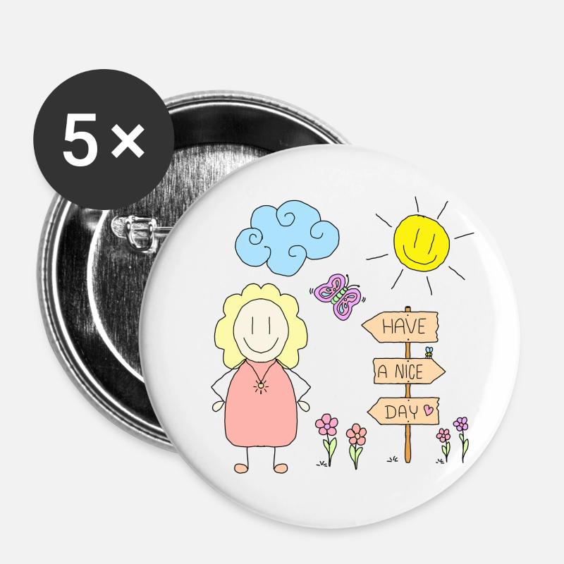 Have a nice day - Buttons large 2.2''/56 mm (5-pack) - white