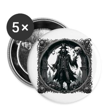 Pirat / Ahoi / Anker / Kapitän / Totenkopf / Rum - Buttons groß 56 mm (5er Pack) - Weiß - Vorne