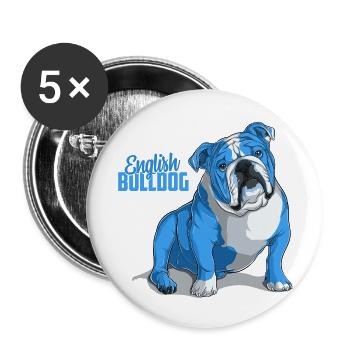 Dog Bulldog Animals Puppy Cute Dog Watercolor Art - Buttons large 2.2''/56 mm (5-pack) - white - Front