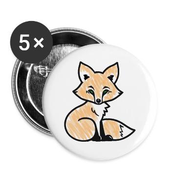 Renard roux (noir) - Lot de 5 grands badges (56 mm) - blanc - Devant