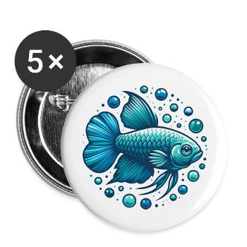 Blaufisch - Buttons groß 56 mm (5er Pack) - Weiß - Vorne