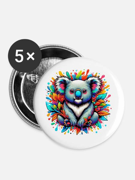 Koala - Buttons groß 56 mm (5er Pack) - Weiß