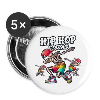 Hip Hop Squad – Cool Dabbing Skeleton Dab Street - Buttons large 2.2''/56 mm (5-pack) - white - Front